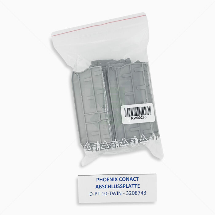 Abschluss/Zwischenplatten Phoenix Contact D-PT 10-TWIN - 3208748 Abschlussplatte, grau 25 Stück