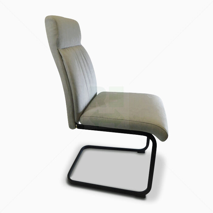 Freischwinger Esszimmerstuhl 3-er Set KHG Samt Hellgrau matt Schwarz