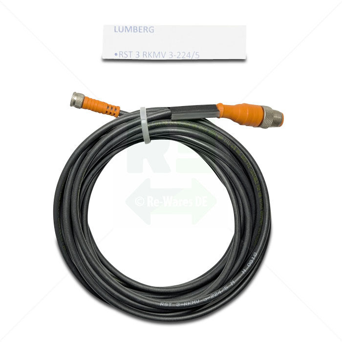 Verbindungsleitung Lumberg RST3-RKMV3-224/5 M12 Stecker auf M8 Kupplung 3polig 5m