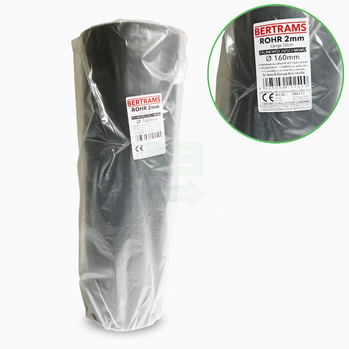 Ofenrohr Bertrams Ø 160 mm senotherm UHT-Hydro lackiert schwarz 0,50 m