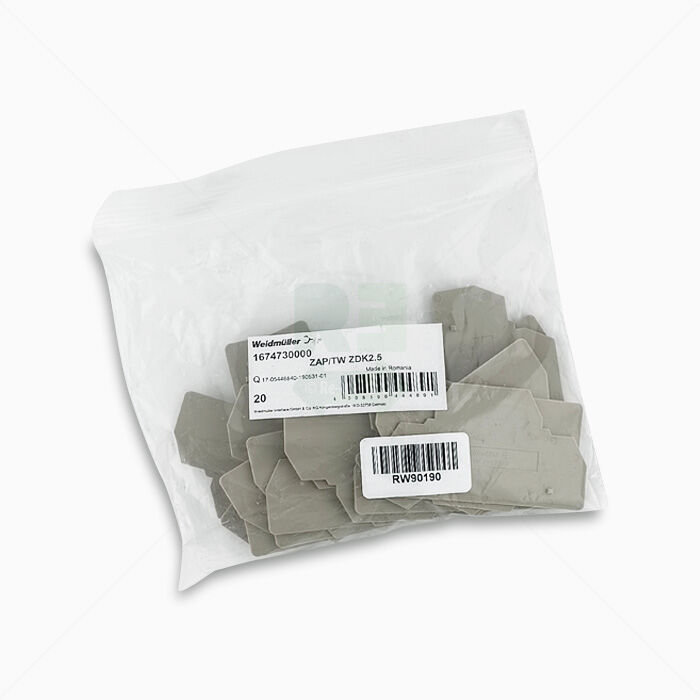 Abschlussplatte Weidmüller 1674730000 ZAP/TW ZDK2.5 20 Stück