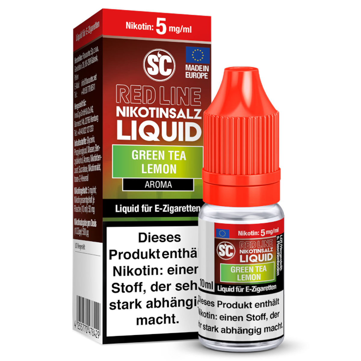 SC Red Line Green Tea Lemon Nikotinsalz Liquid 5 mg/ml 10 ml