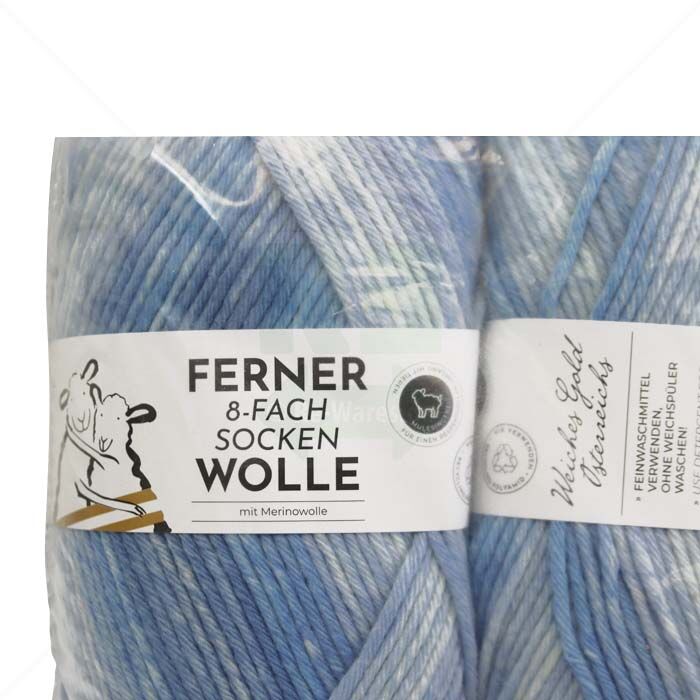Sockenwolle Ferner 6er Pack mit Merinowolle blau