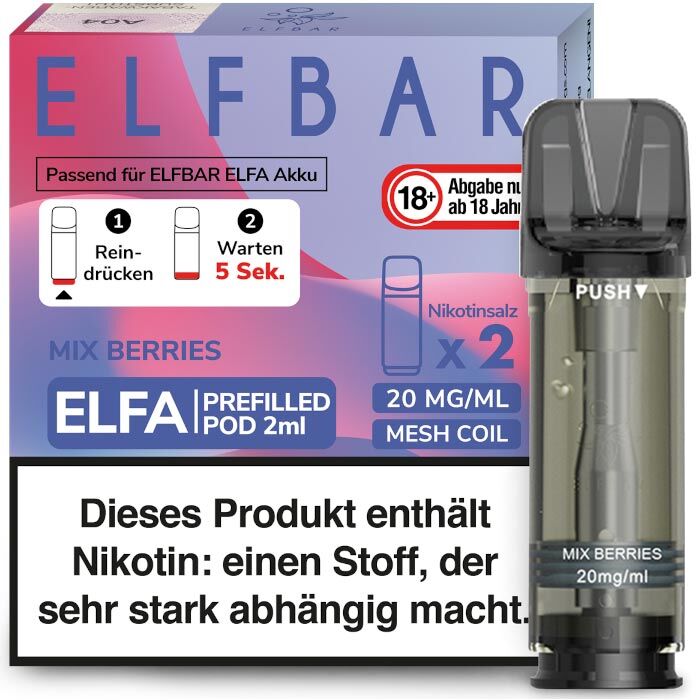Pod mit Liquid für ELFBAR Elfa 2x2ml Mix Berries 20mg/ml