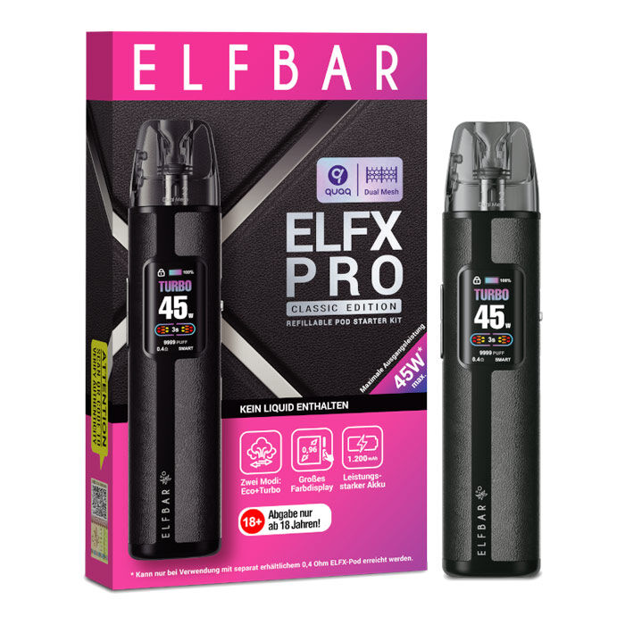 E-Zigaretten Set ELFBAR Elfx Pro CE 1200mAh Classic black (schwarz)