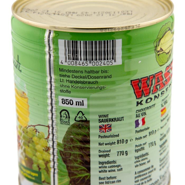Weinsauerkraut mild in Dose 850ml von WASTA