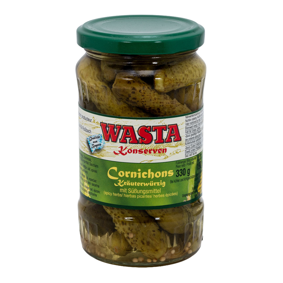 Cornichons kräuterwürzig im Glas 370ml von WASTA