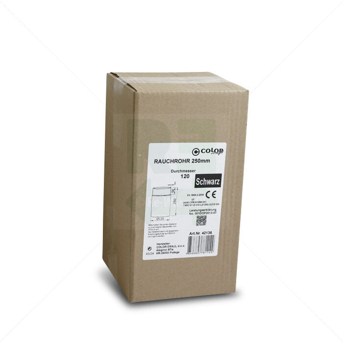 Rauchrohr Color Emajl Länge 250 mm Durchmesser 120mm schwarz