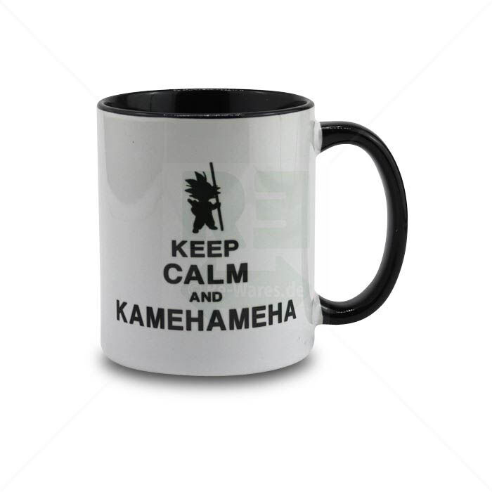 Tasse MoonWorks Keep Calm and Kamehameha weiß-schwarz