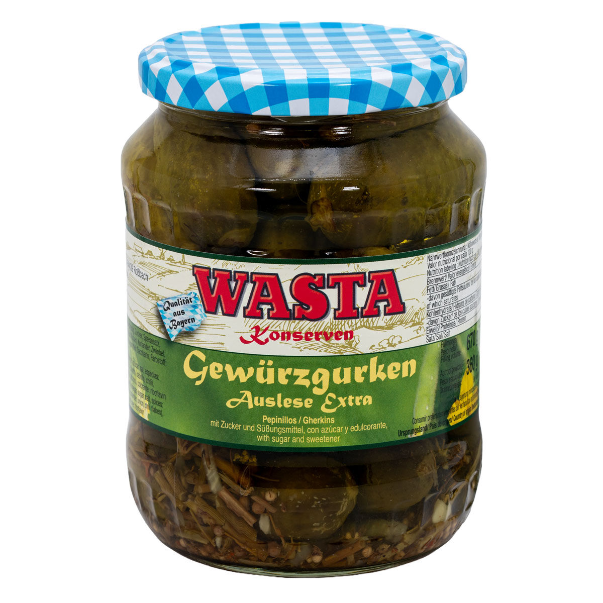 Gewürzgurken Auslese extra im Glas 720ml von WASTA