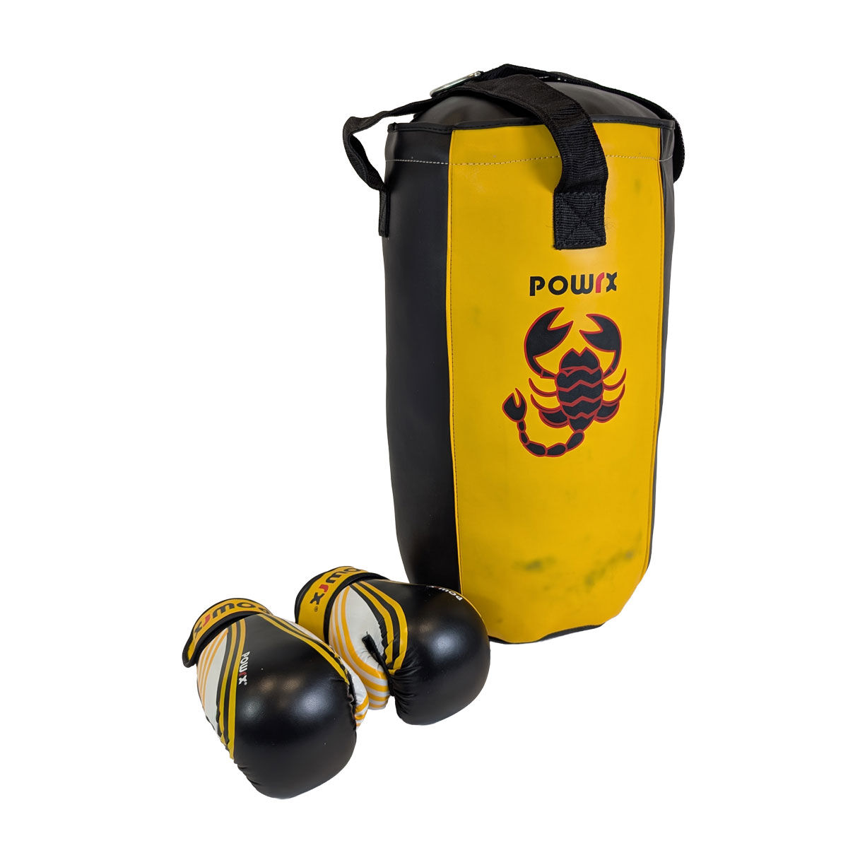 Boxsack Set Powrx inkl Boxhandschuh gelb/schwarz