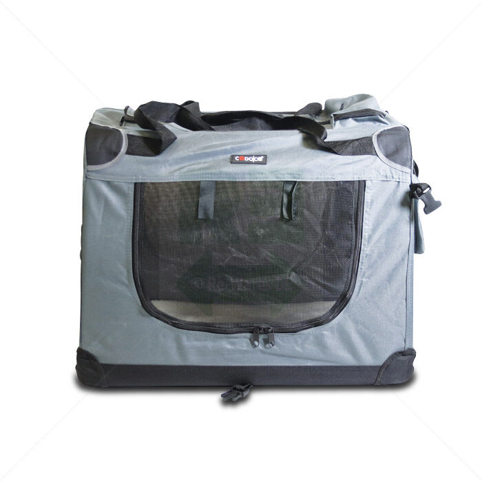 Tiertransportbox Cadoca mit Decke u. Wassernapf grau/blau