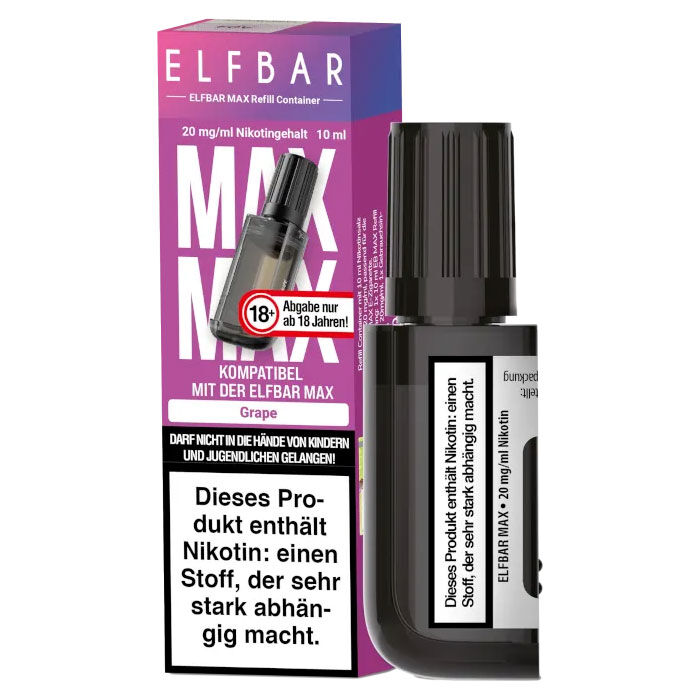 Pod mit Liquid für ELFBAR Max 10ml Grape 20mg/ml