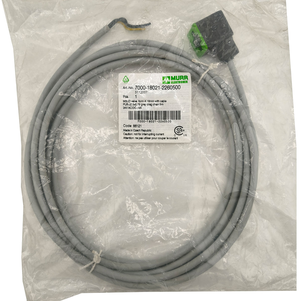 Ventil-Anschlussleitung Murrelektronik 7000-18021-2260500 5 m grau – 1 Stück