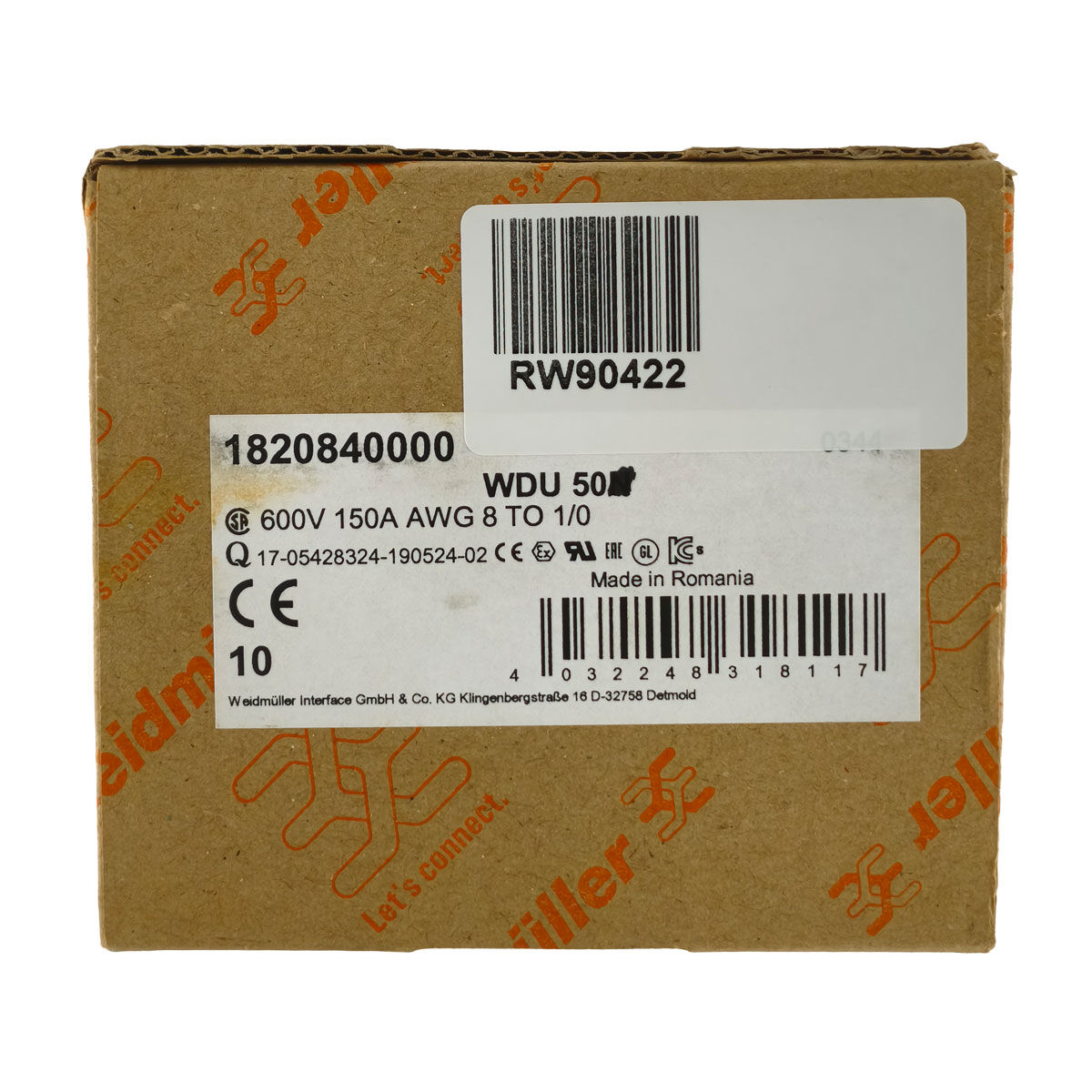 Klemmen Weidmüller WDU 50N Durchgangsklemme, 50mm², beige 10 Stück