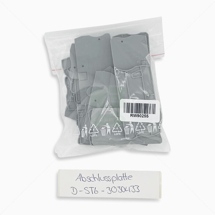 Abschluss/Zwischenplatten Phoenix Contact D-ST6 - 3030433 Abschlussplatte, grau 19 Stück