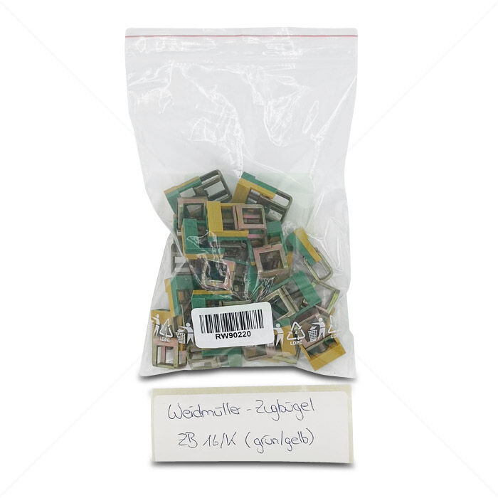 Zugbügel Weidmüller ZB16/K für Sammelschiene 16mm² , grün/gelb 24 Stück