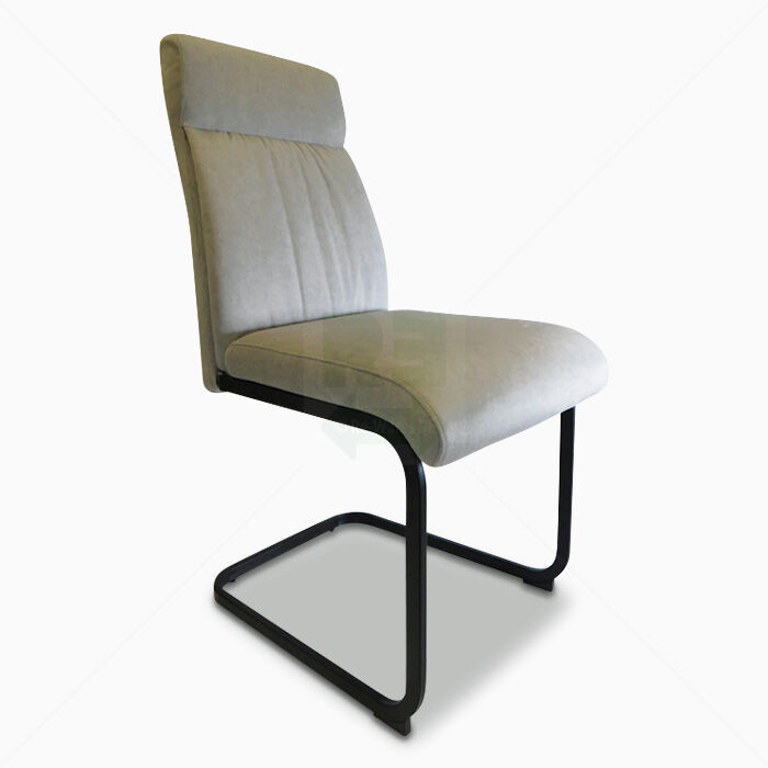 Freischwinger Esszimmerstuhl 3-er Set KHG Samt Hellgrau matt Schwarz