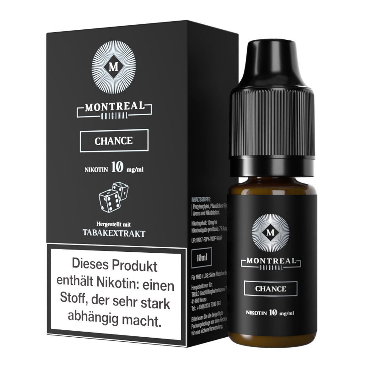 Liquid Nikotinsalz Chance Tobacco Montreal Original 10ml 10mg/ml (mittel)