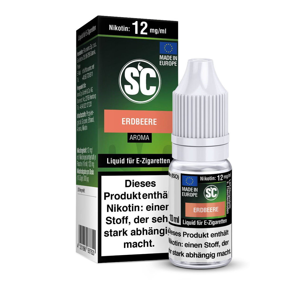 SC Liquid Erdbeere 10 ml mit 12 mg/ml Nikotin