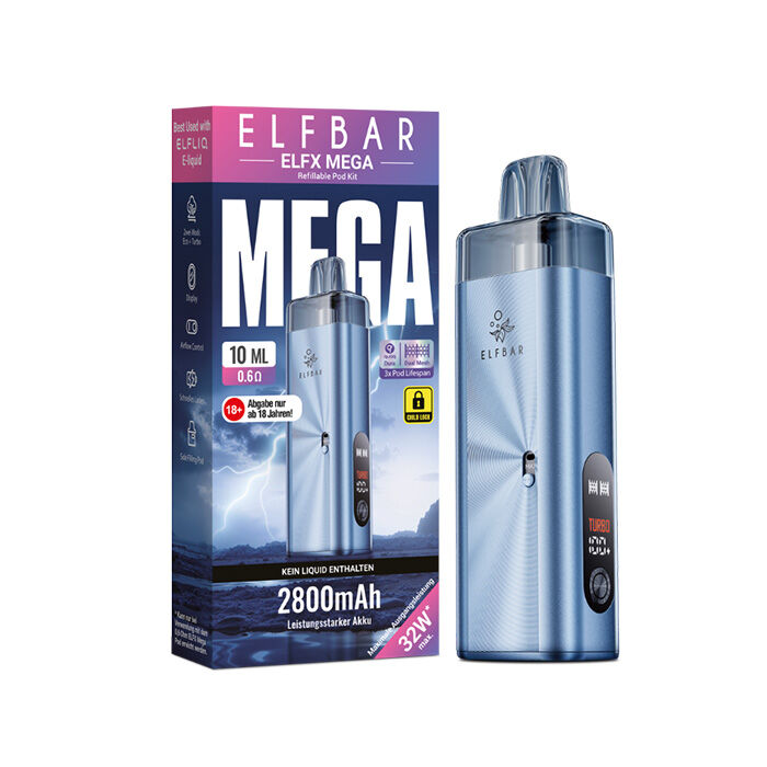 E-Zigaretten Set ELFBAR Elfx Mega 2800mAh cyan (blau)