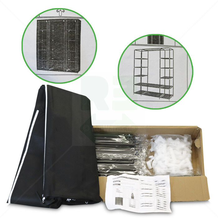 Stoff Kleiderschrank Faltbar Vlies schwarz Stoff Kleiderschrank Faltbar Vlies schwarz