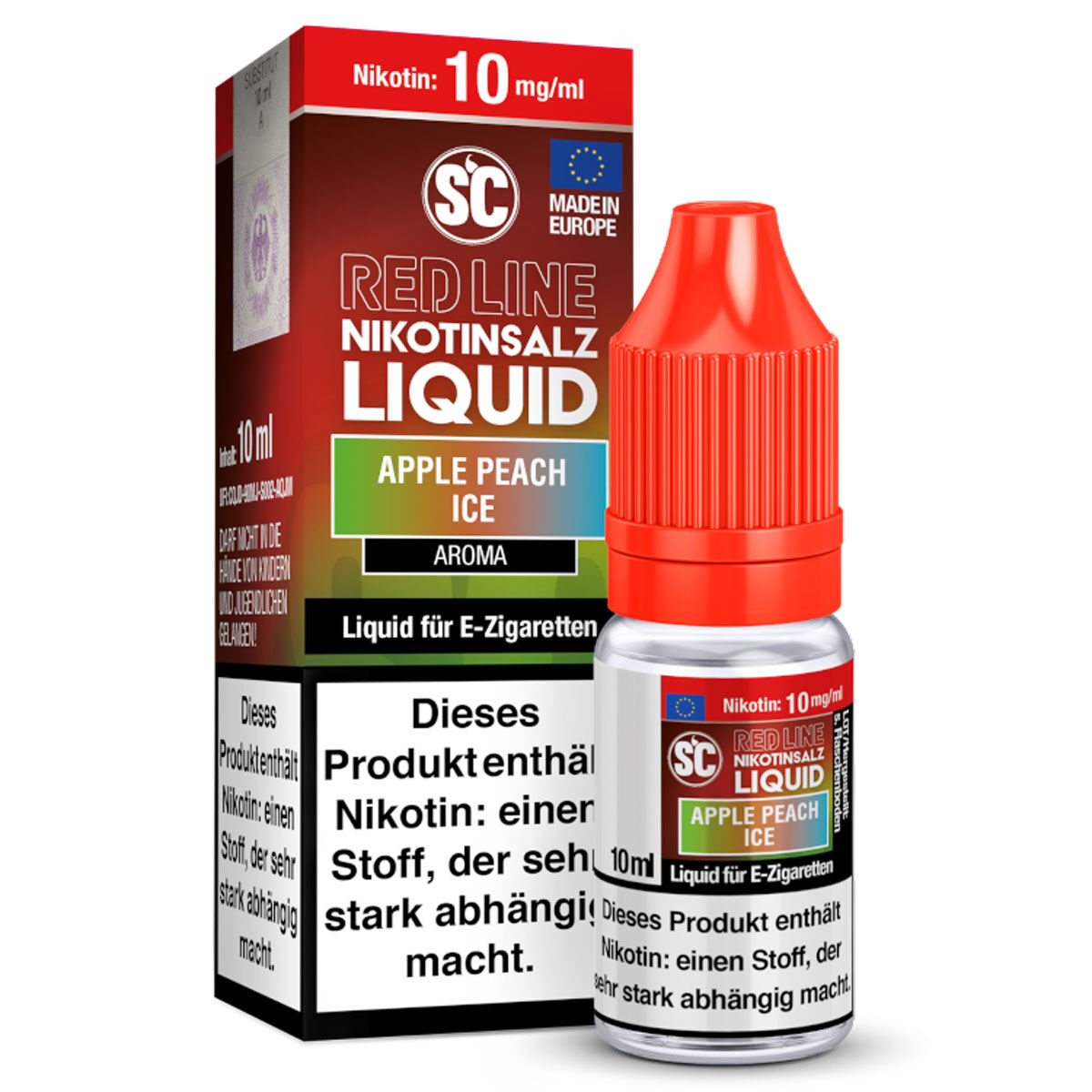 Liquid Nikotinsalz Red Line Apple Peach Ice SC 10ml 10mg/ml (mittel)