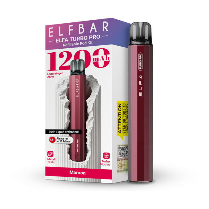 E-Zigaretten Set ELFBAR Elfa Turbo Pro 1200mAh maroon (rot)