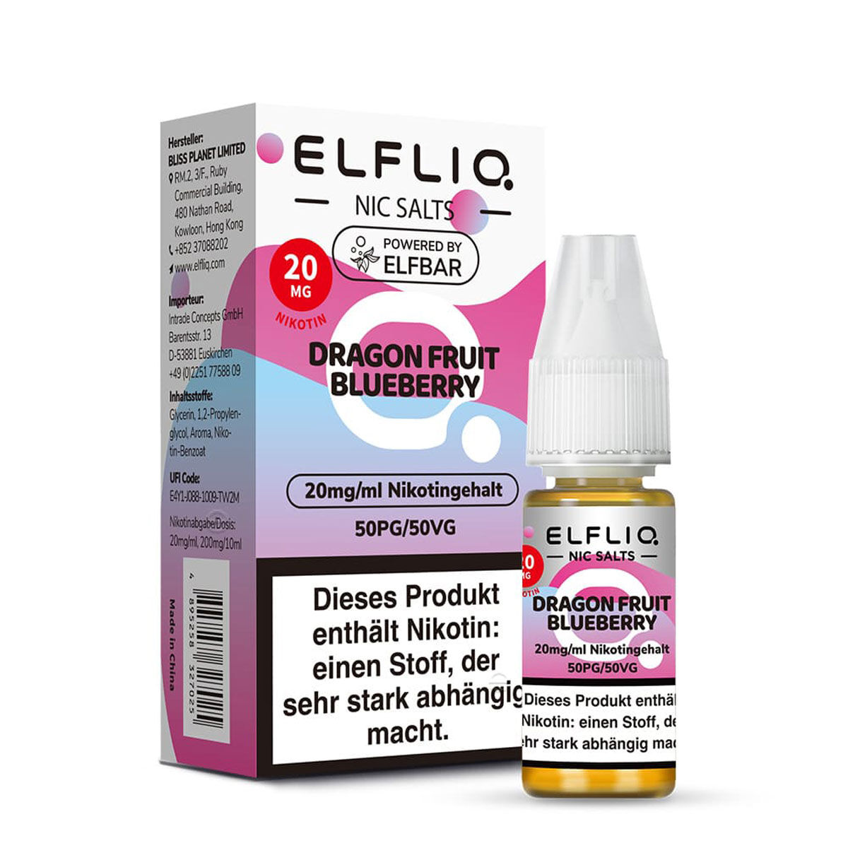 Liquid Nikotinsalz Dragon Fruit Blueberry ELFLIQ 10ml 20mg/ml (stark)