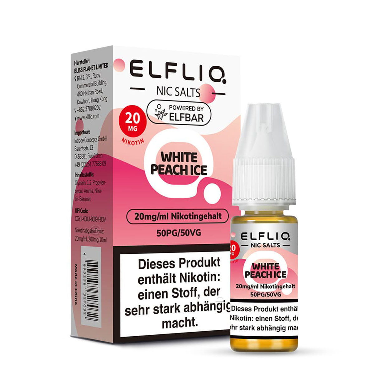 Liquid Nikotinsalz White Peach Ice ELFLIQ 10ml 20mg/ml (stark)