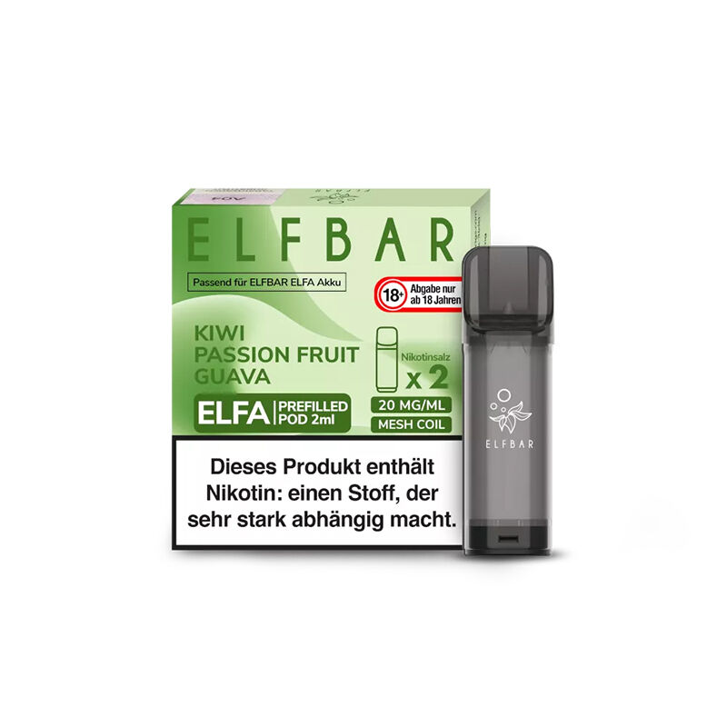 Pod mit Liquid für ELFBAR Elfa 2x2ml Kiwi Passion Fruit Guava 20mg/ml