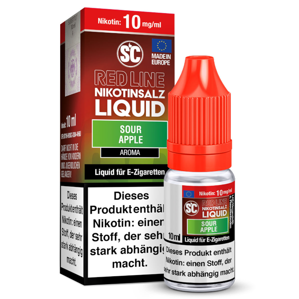 Liquid Nikotinsalz Red Line Sour Apple SC 10ml 10mg/ml (mittel)