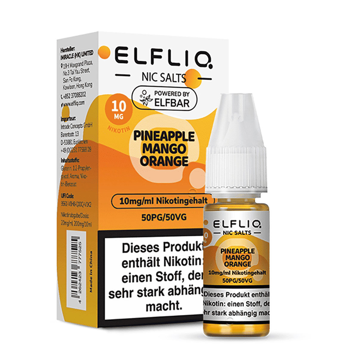 Liquid Nikotinsalz Pineapple Mango Orange ELFLIQ 10ml 10mg/ml