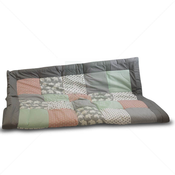 Krabbeldecke Ullenboom Elefant 120x120 cm rosa/grau