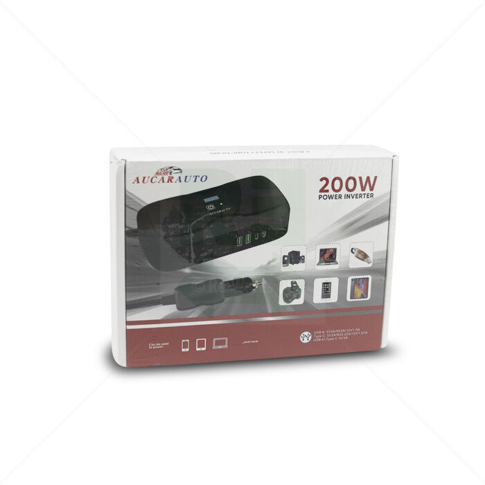 Auto Wechselrichter Aucarauto 200W 2 Steckdosen USB-C